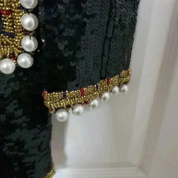 Vintage Black Tie Sequin Pearl Jacket - Picture 5 of 8